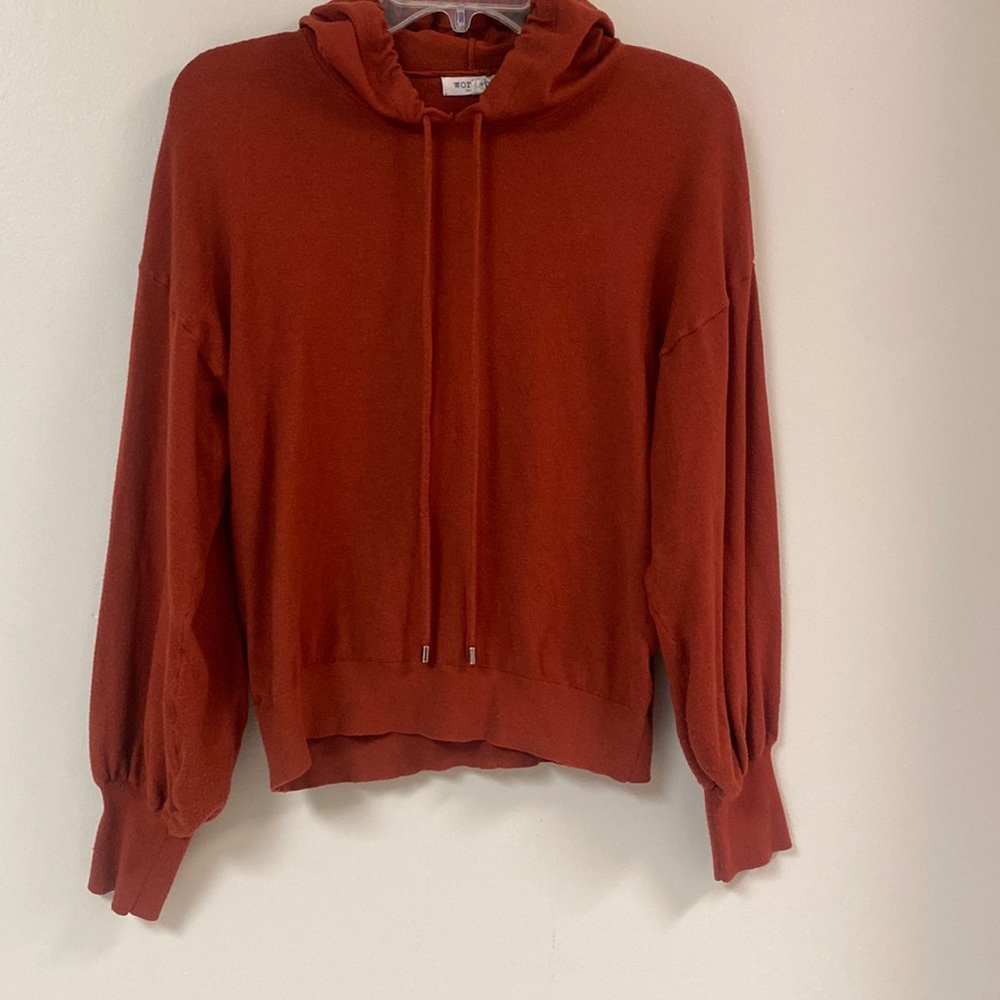 Burnt Orange Hoodie with Scrunch Bottom Sleeves